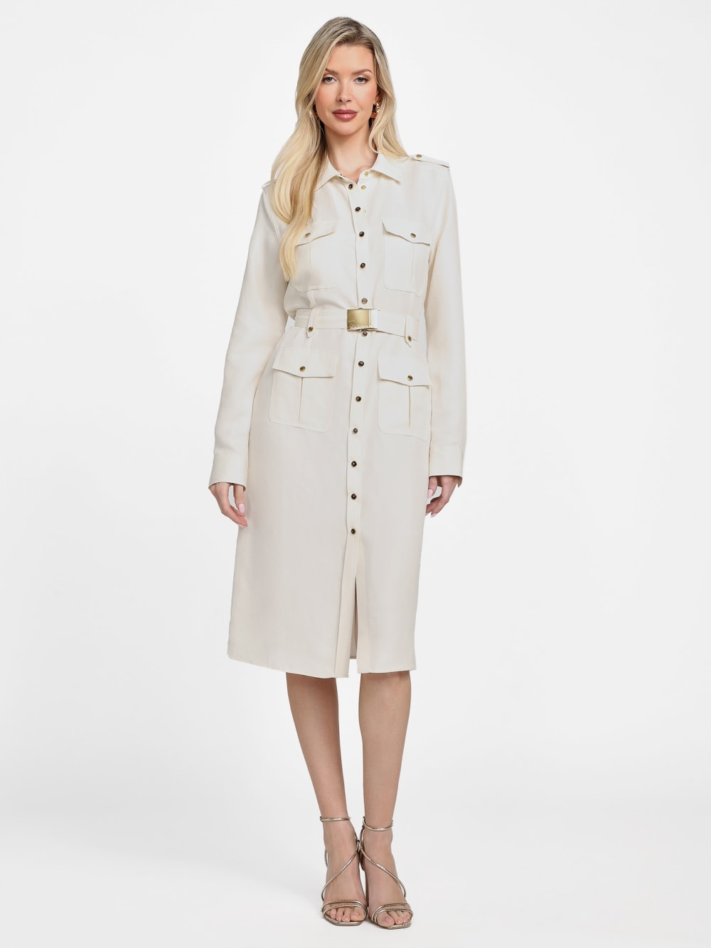 Eco Greta Linen-Blend Safari Dress - Guess