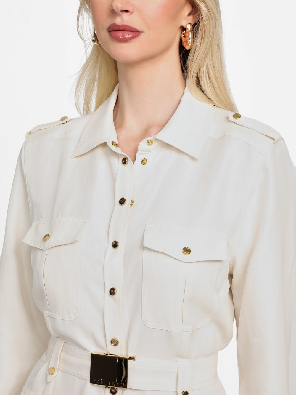 Eco Greta Linen-Blend Safari Dress - Guess