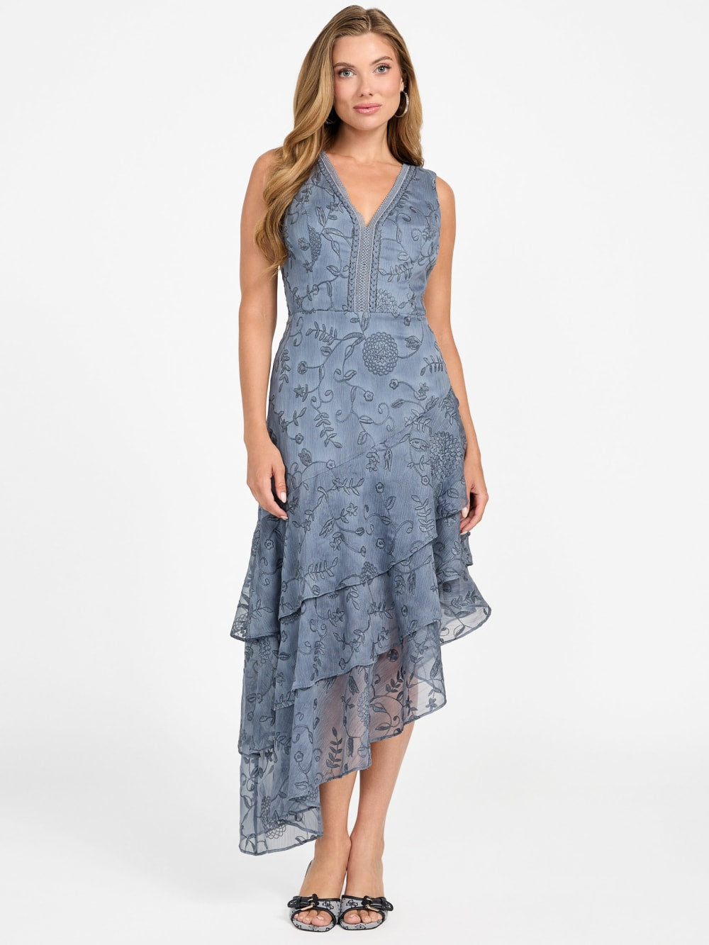 Loren Embossed Tiered Dress - Guess