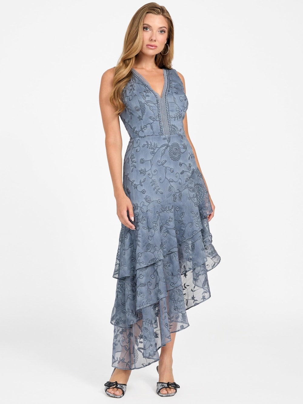 Loren Embossed Tiered Dress - Guess