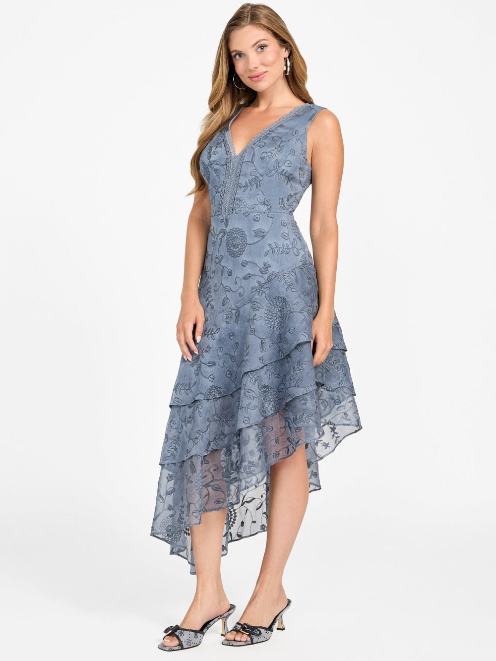 Loren Embossed Tiered Dress - Guess