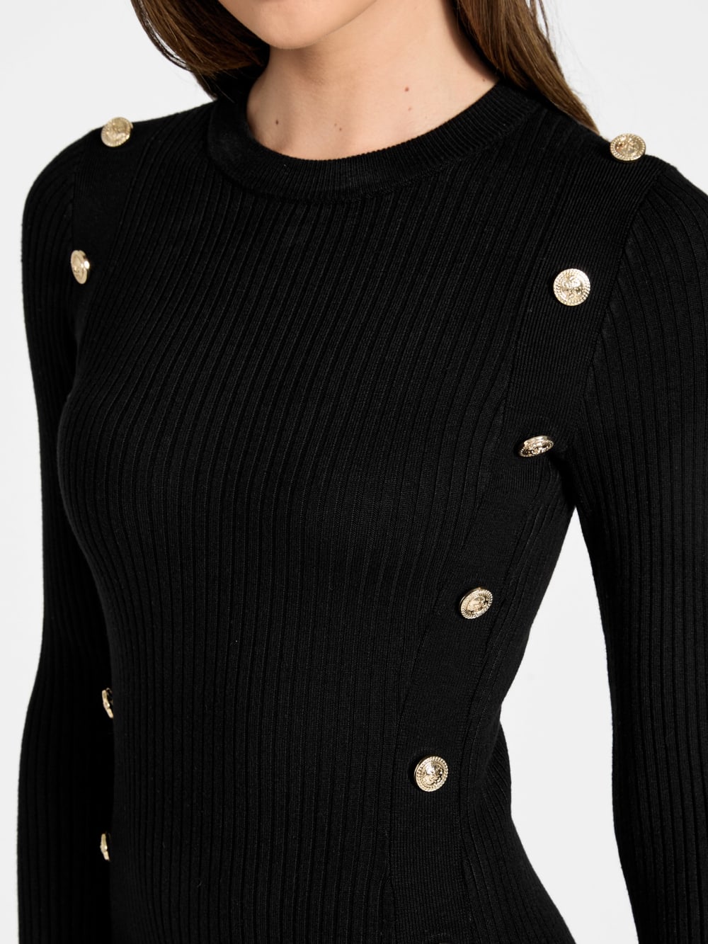 Button Trim Midi Sweater Dress - Guess