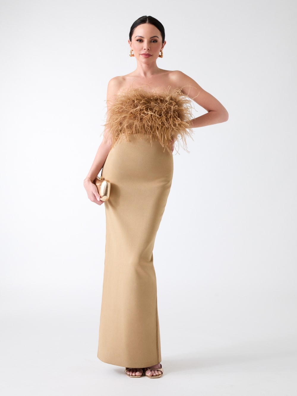 Evita Feather Bandage Gown - Guess