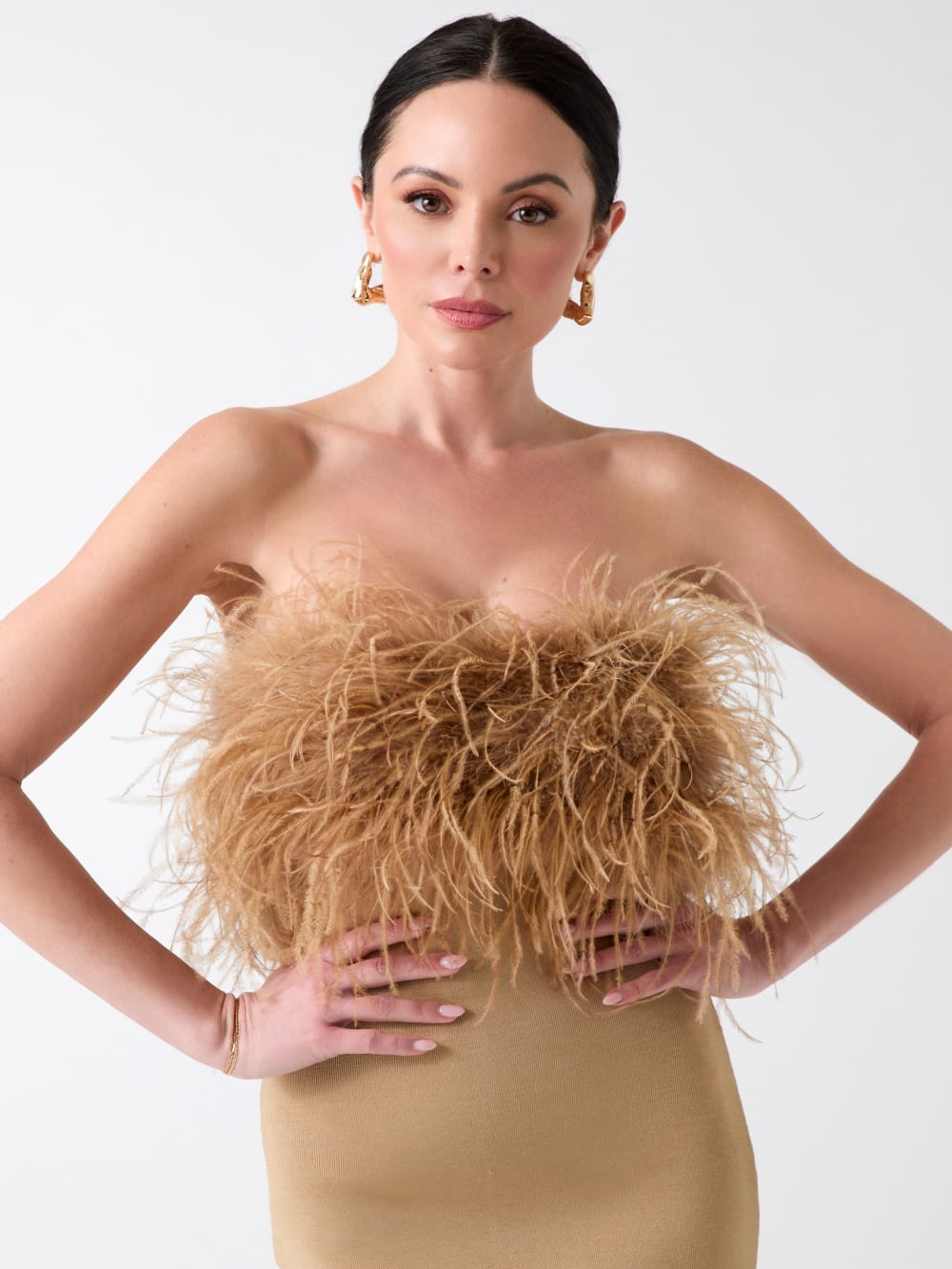 Evita Feather Bandage Gown - Guess