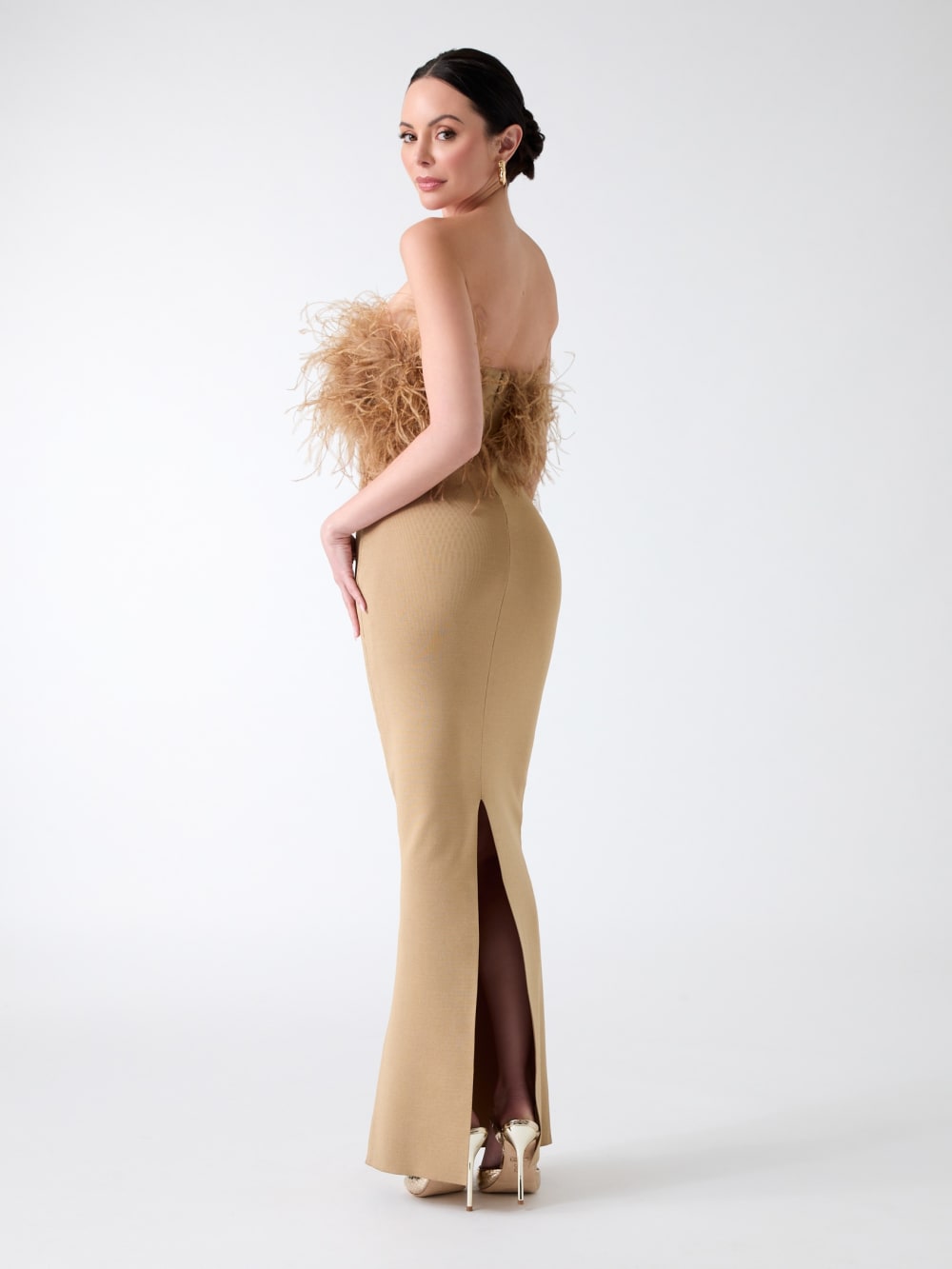 Evita Feather Bandage Gown - Guess