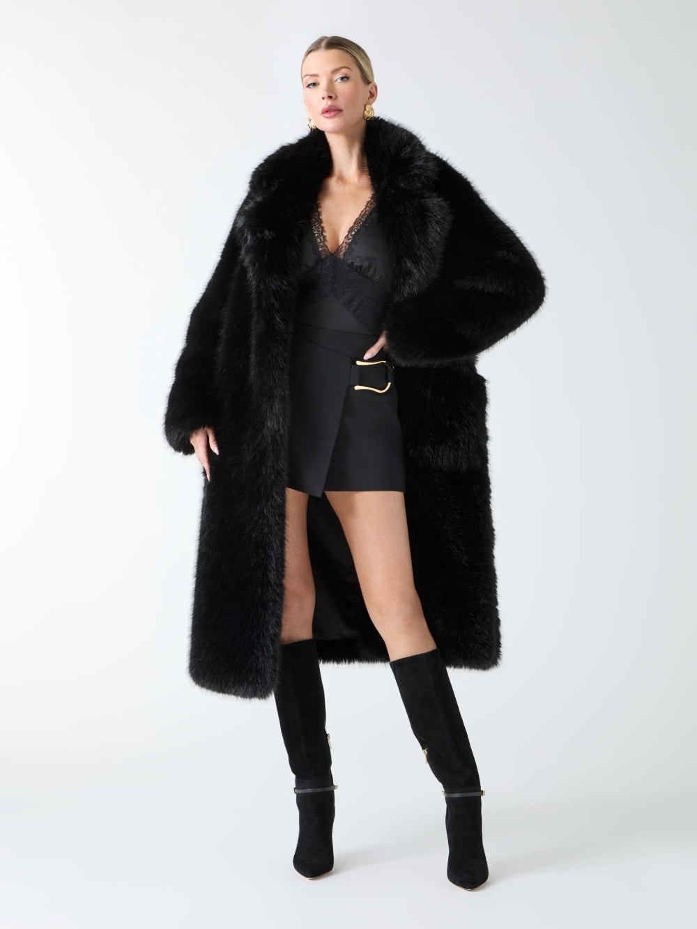 Molly Faux-Fur Wrap Coat - Guess