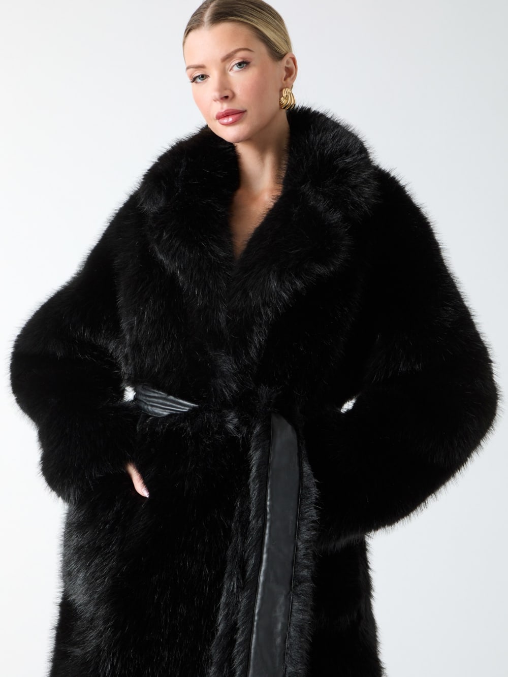 Molly Faux-Fur Wrap Coat - Guess