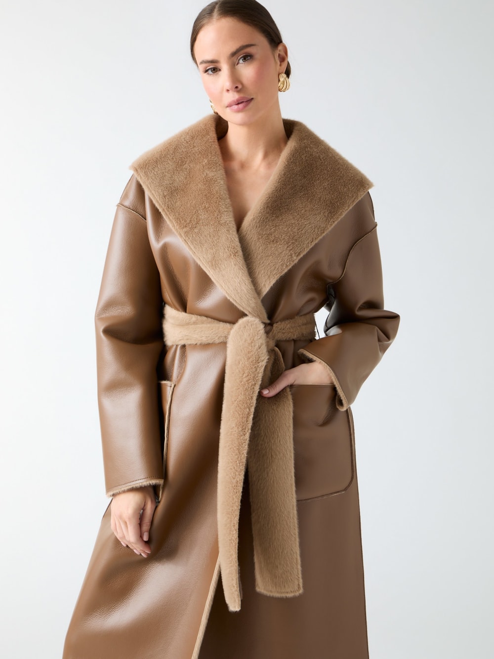 Ines Reversible Faux-Leather Coat - Guess
