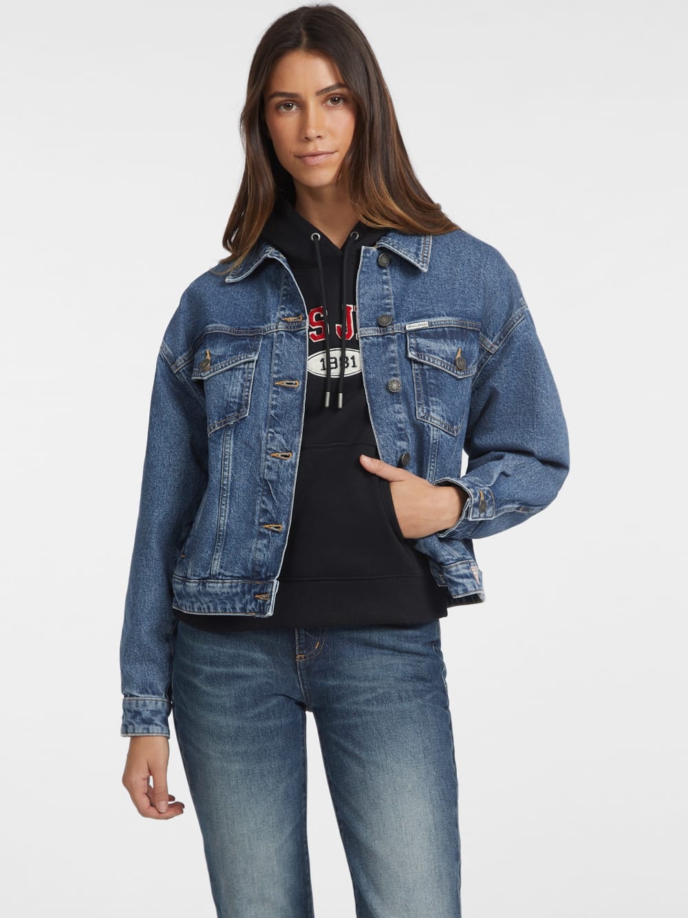 Oversized Denim Trucker Jacket - Guess