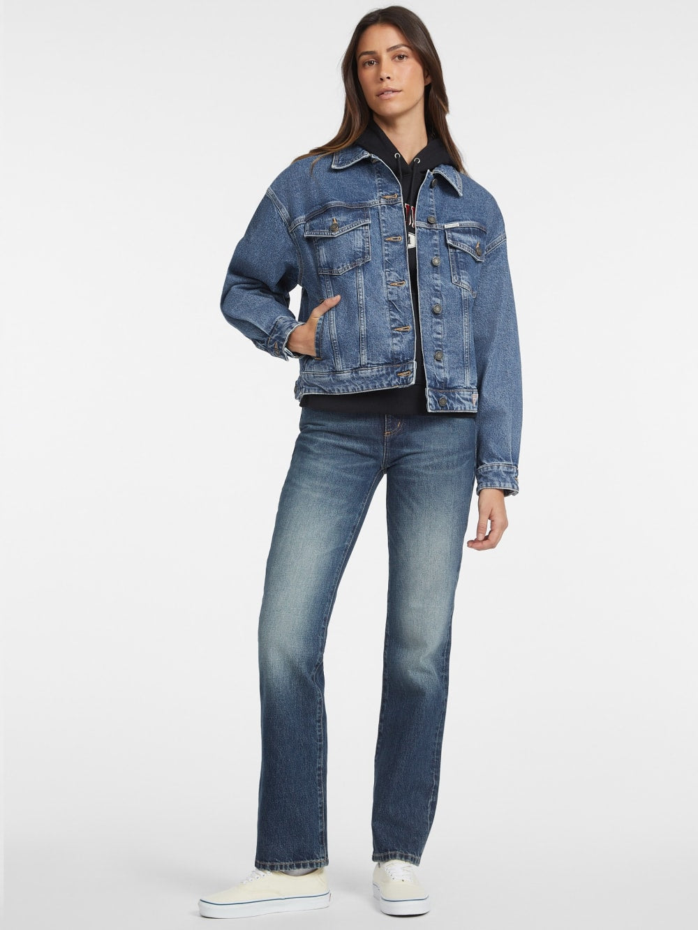 Oversized Denim Trucker Jacket - Guess