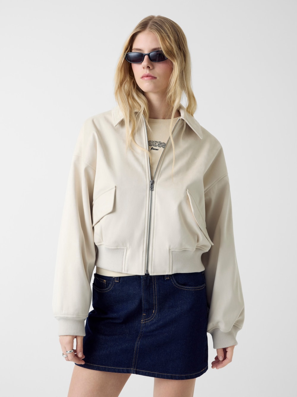 Faux suede bomber jacket - Guess