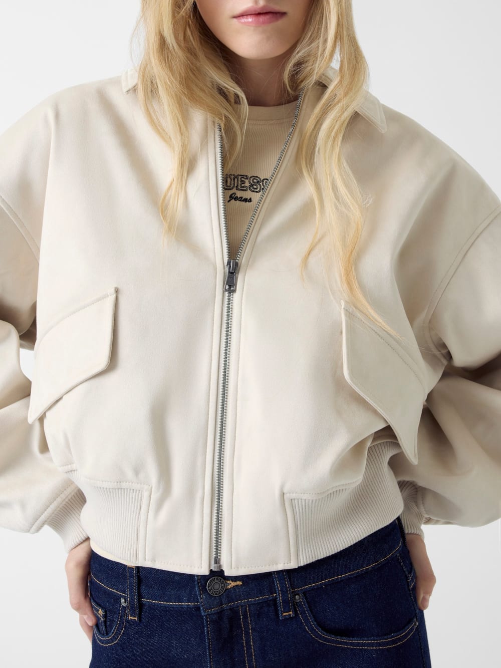 Faux suede bomber jacket - Guess