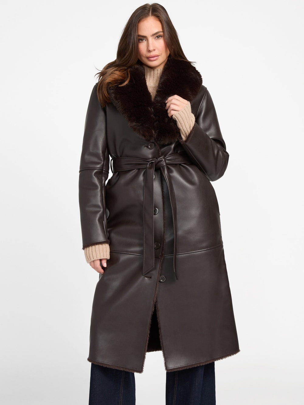 Zoey Faux-Leather Coat - Guess