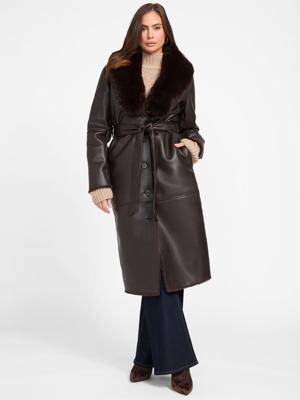 Zoey Faux-Leather Coat - Guess