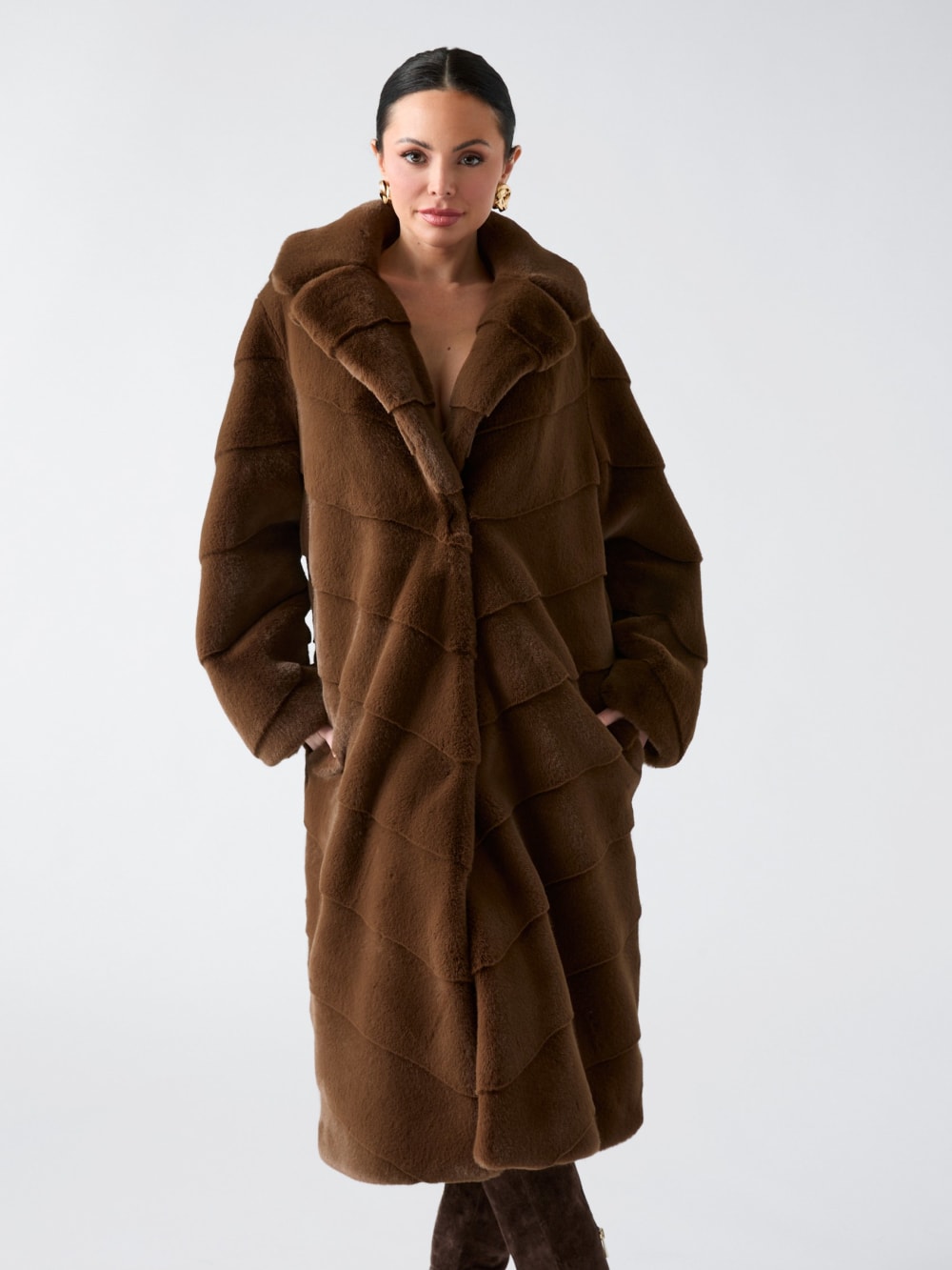 Maya Longline Faux-Fur Coat - Guess