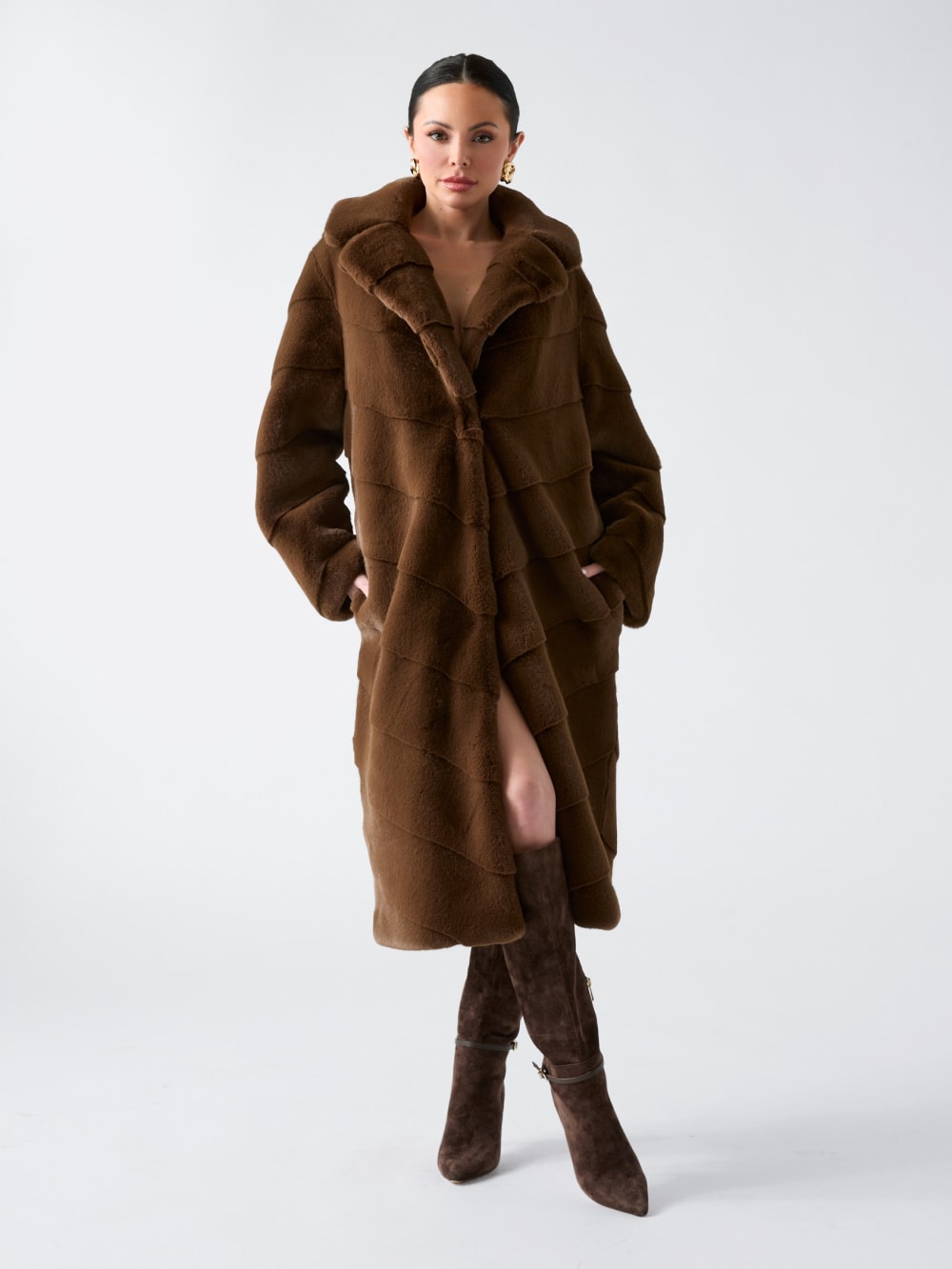 Maya Longline Faux-Fur Coat - Guess