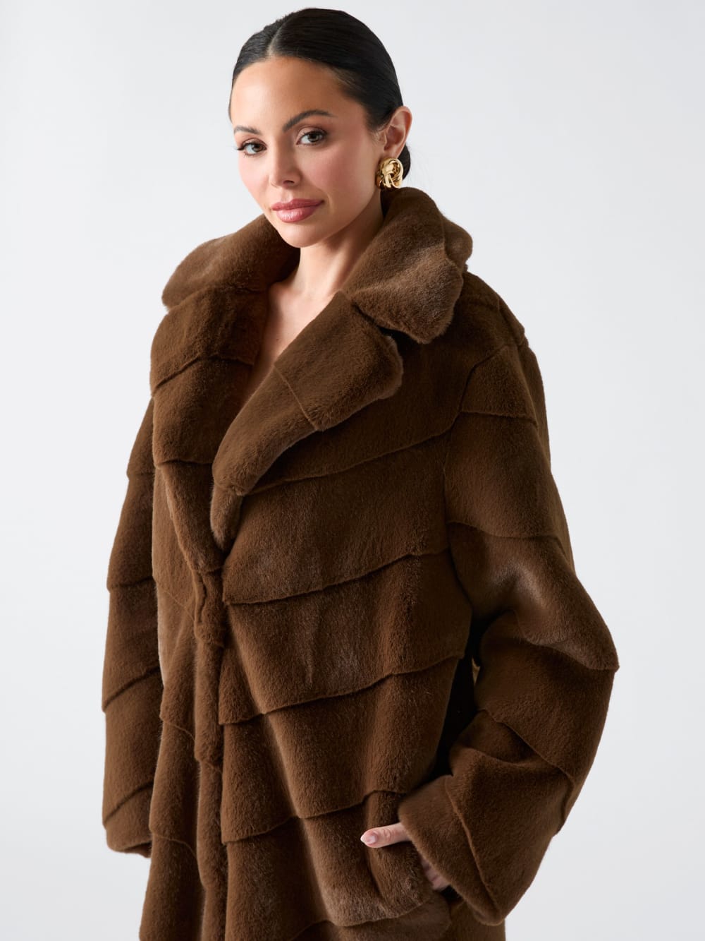 Maya Longline Faux-Fur Coat - Guess