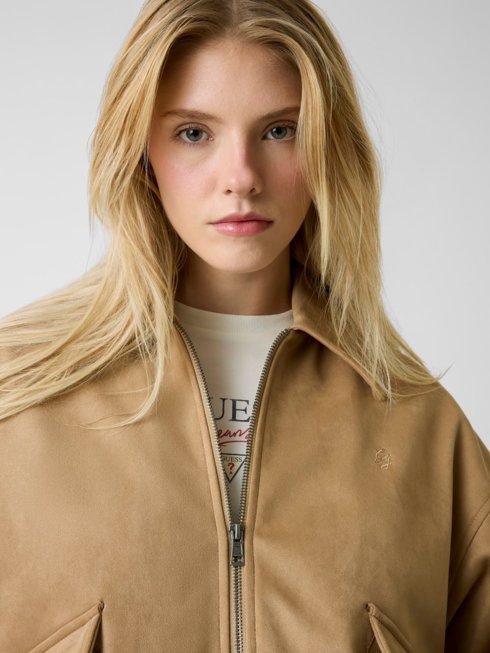 Faux suede bomber jacket - Guess
