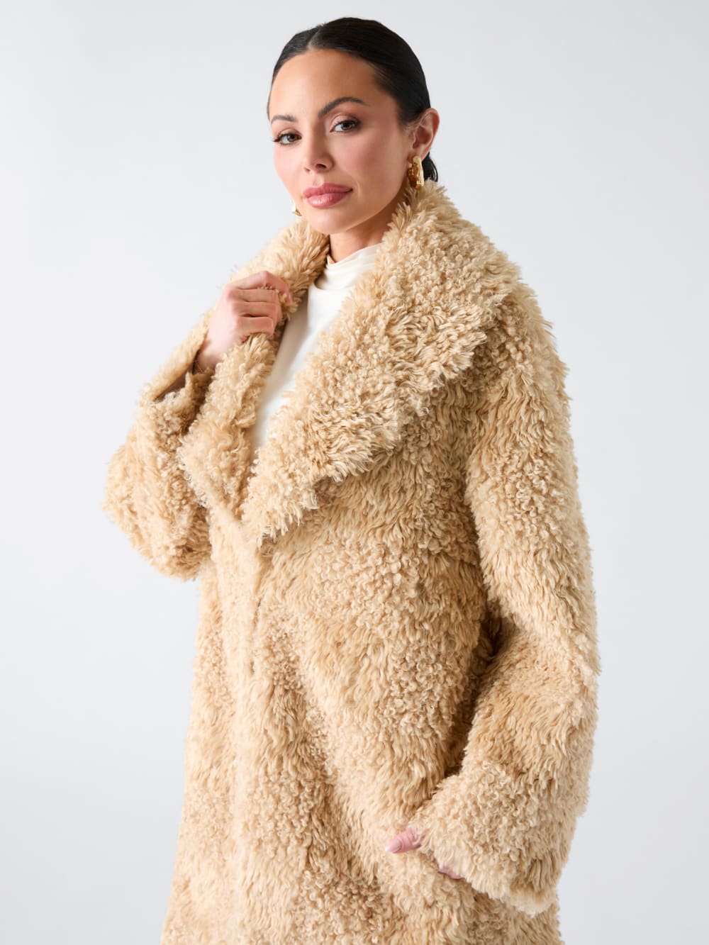 Margot Longline Faux-Fur Coat - Guess