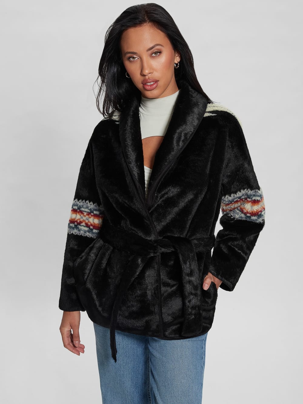 Carlotta Faux-Fur Wrap Jacket - Guess