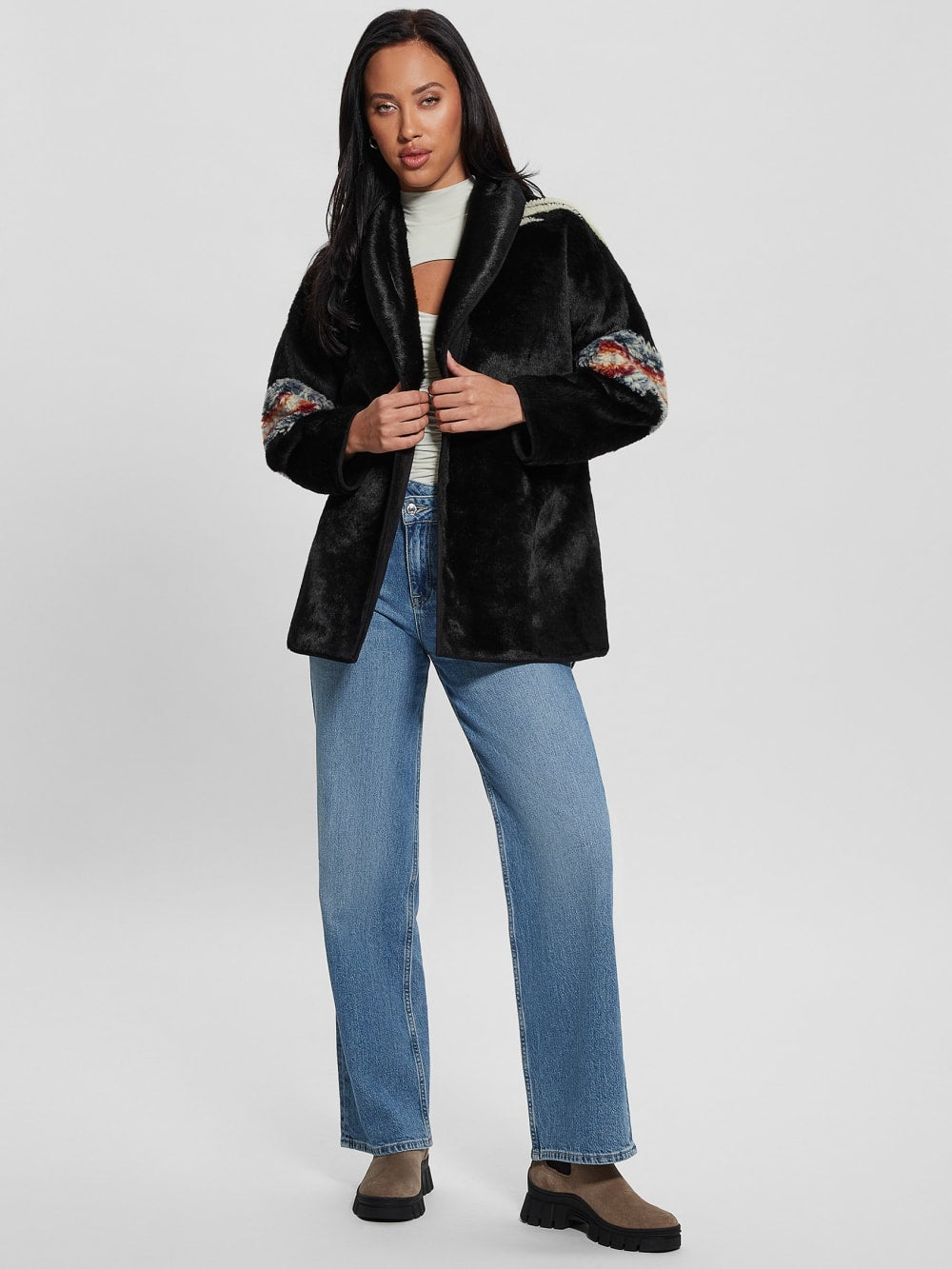 Carlotta Faux-Fur Wrap Jacket - Guess