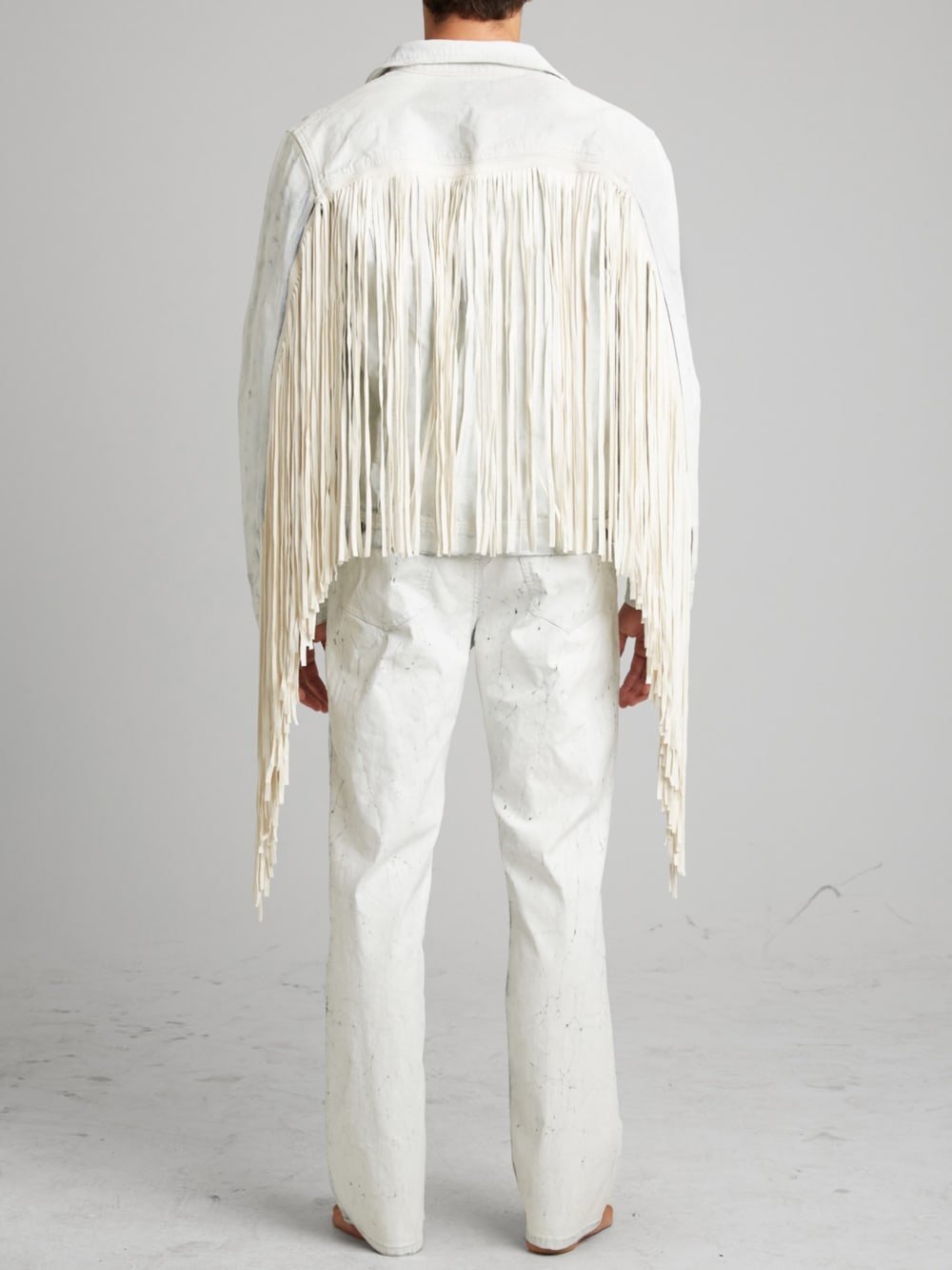 Painted Denim Fringe Jacket - Guess