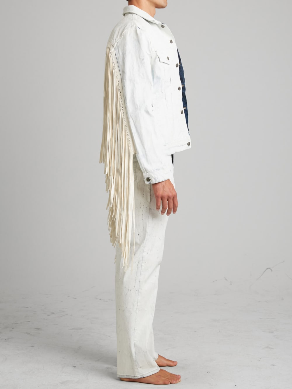 Painted Denim Fringe Jacket - Guess