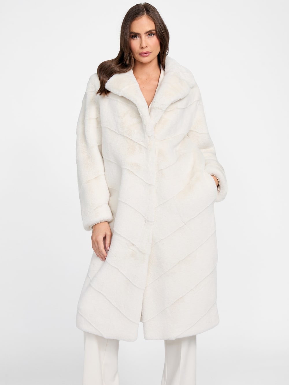 Maya Longline Faux-Fur Coat - Guess