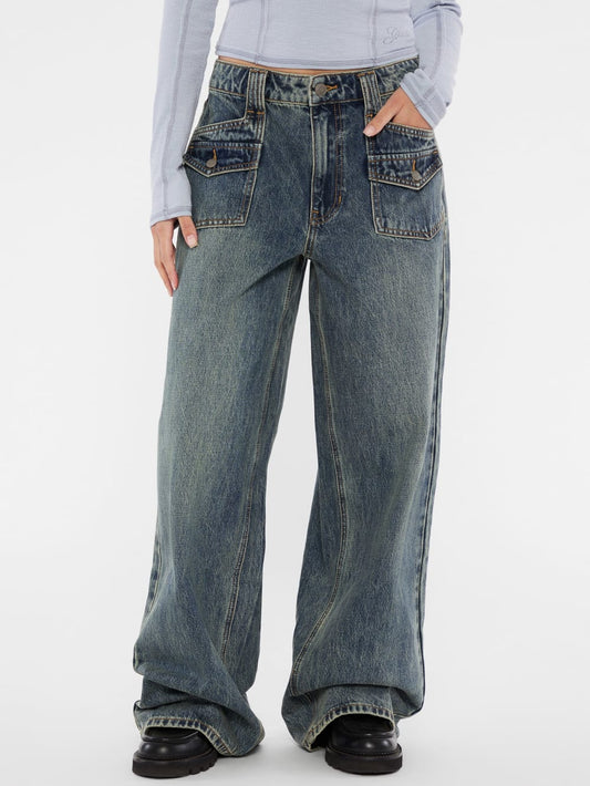 GUESS Originals Double Patch Pocket Wide Leg Jeans - Guess