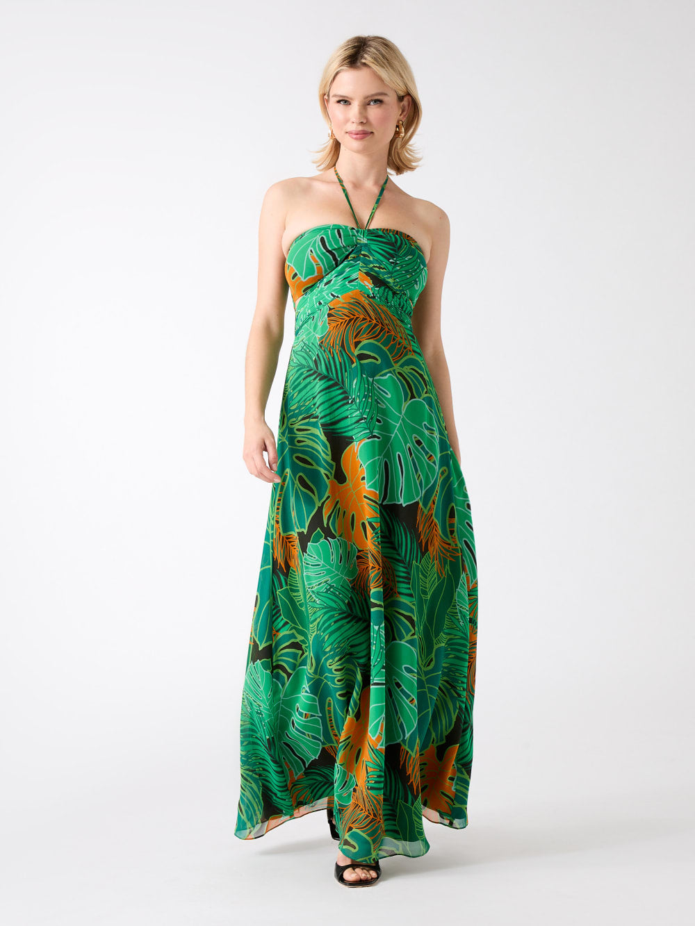 Amazon Leaf Silk Maxi Dress - Guess