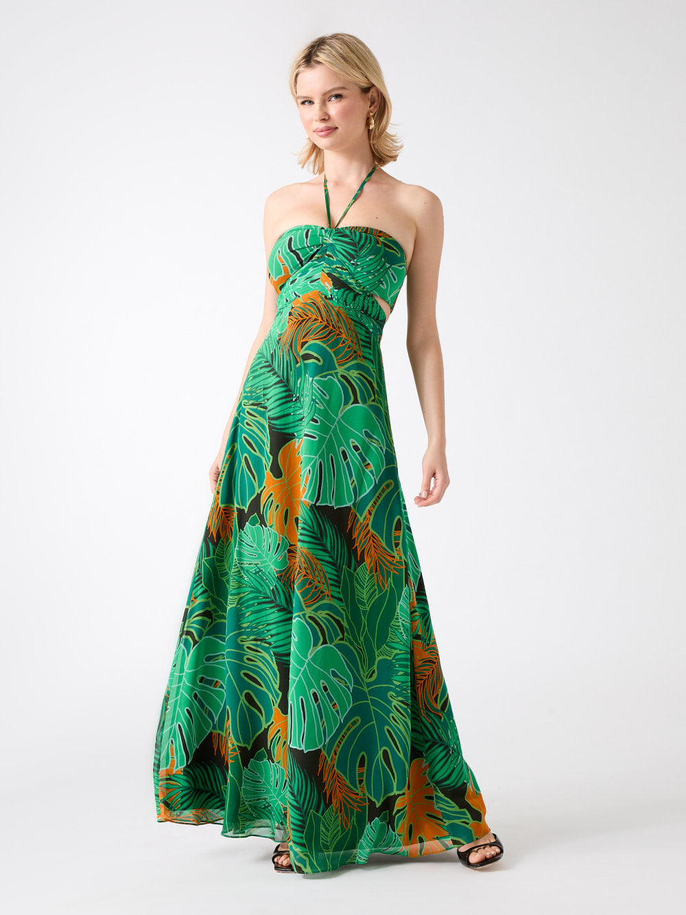 Amazon Leaf Silk Maxi Dress - Guess