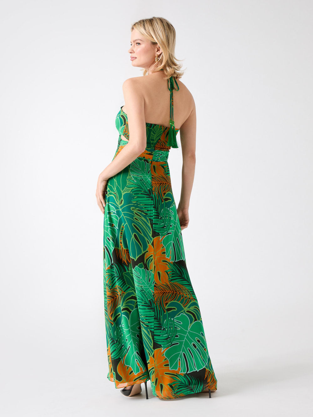 Amazon Leaf Silk Maxi Dress - Guess
