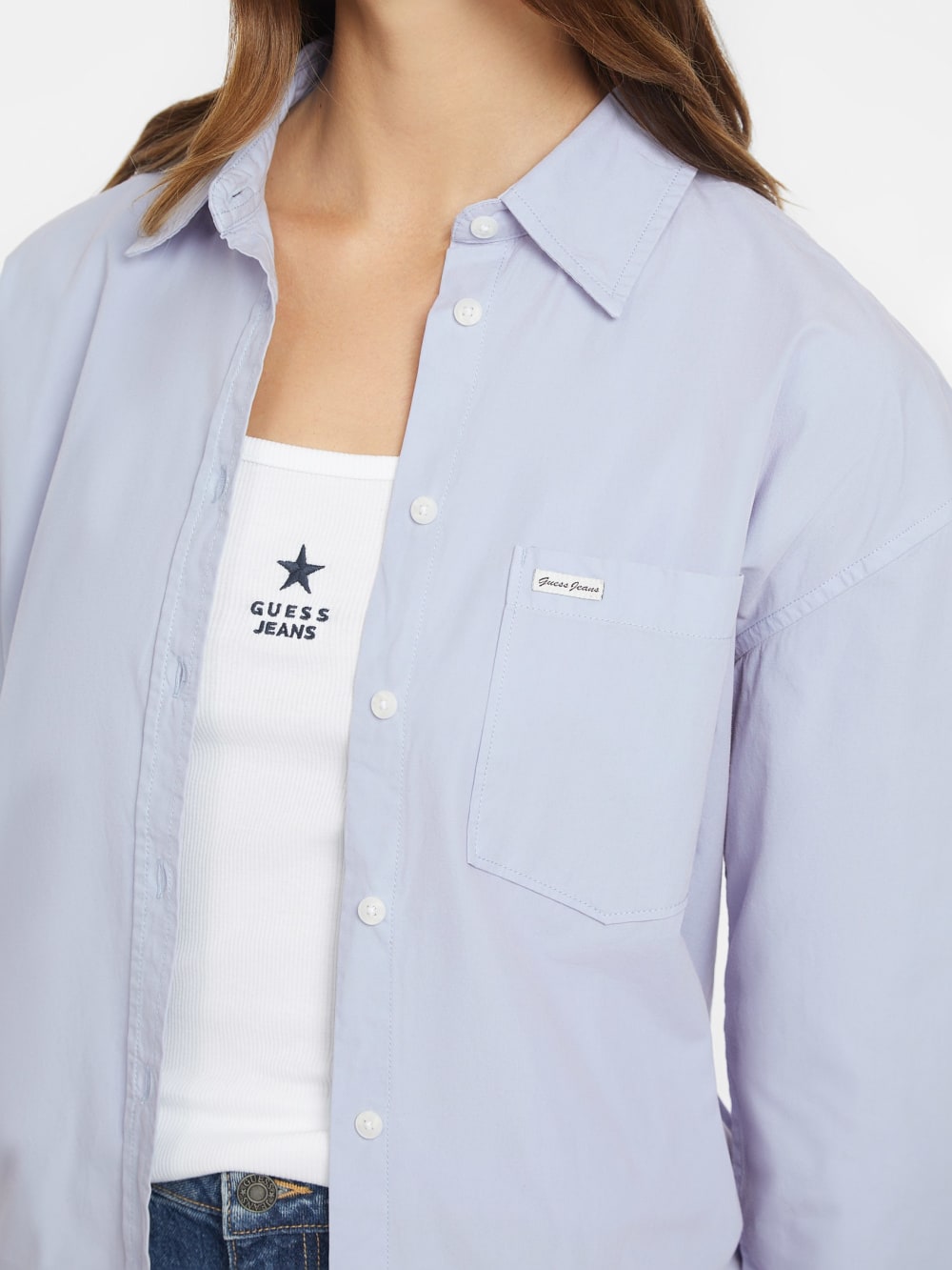 Oversized Long-Sleeve Pocket Shirt - Guess