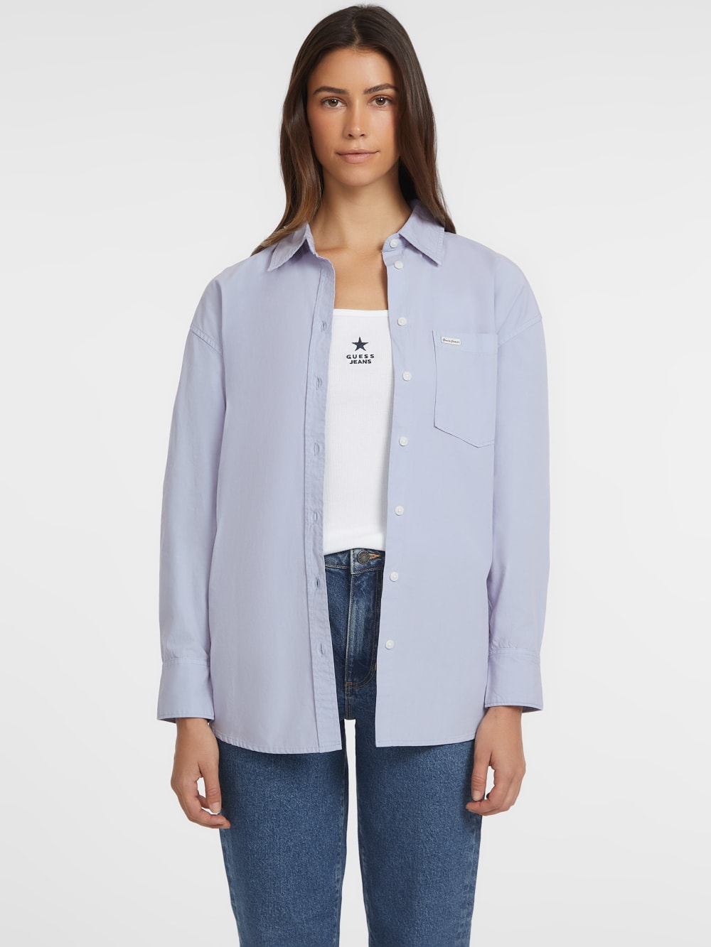 Oversized Long-Sleeve Pocket Shirt - Guess
