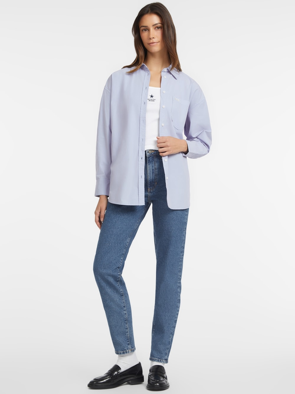 Oversized Long-Sleeve Pocket Shirt - Guess