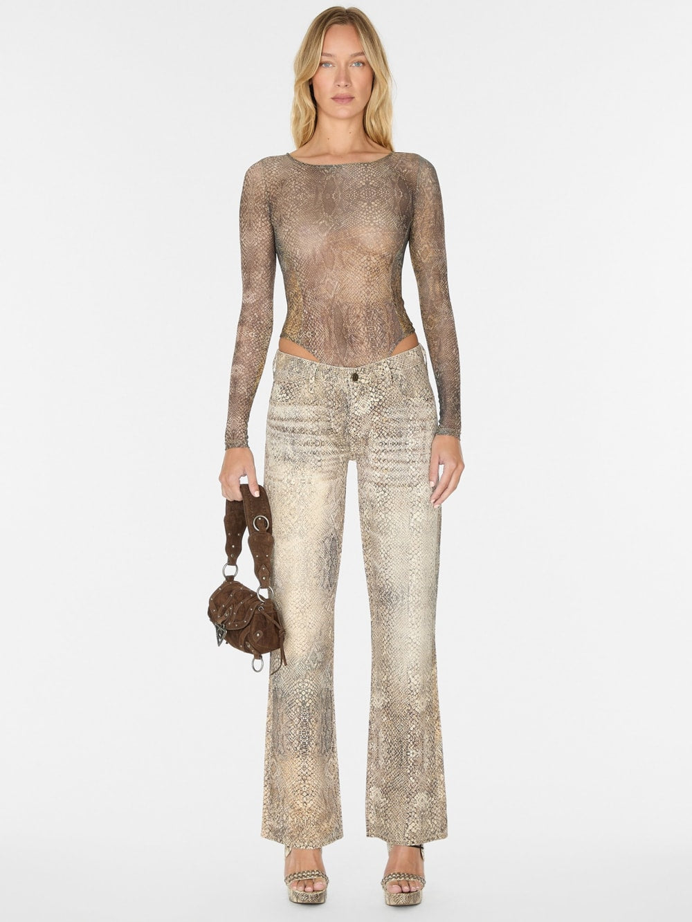 printed mesh bodysuit - Guess