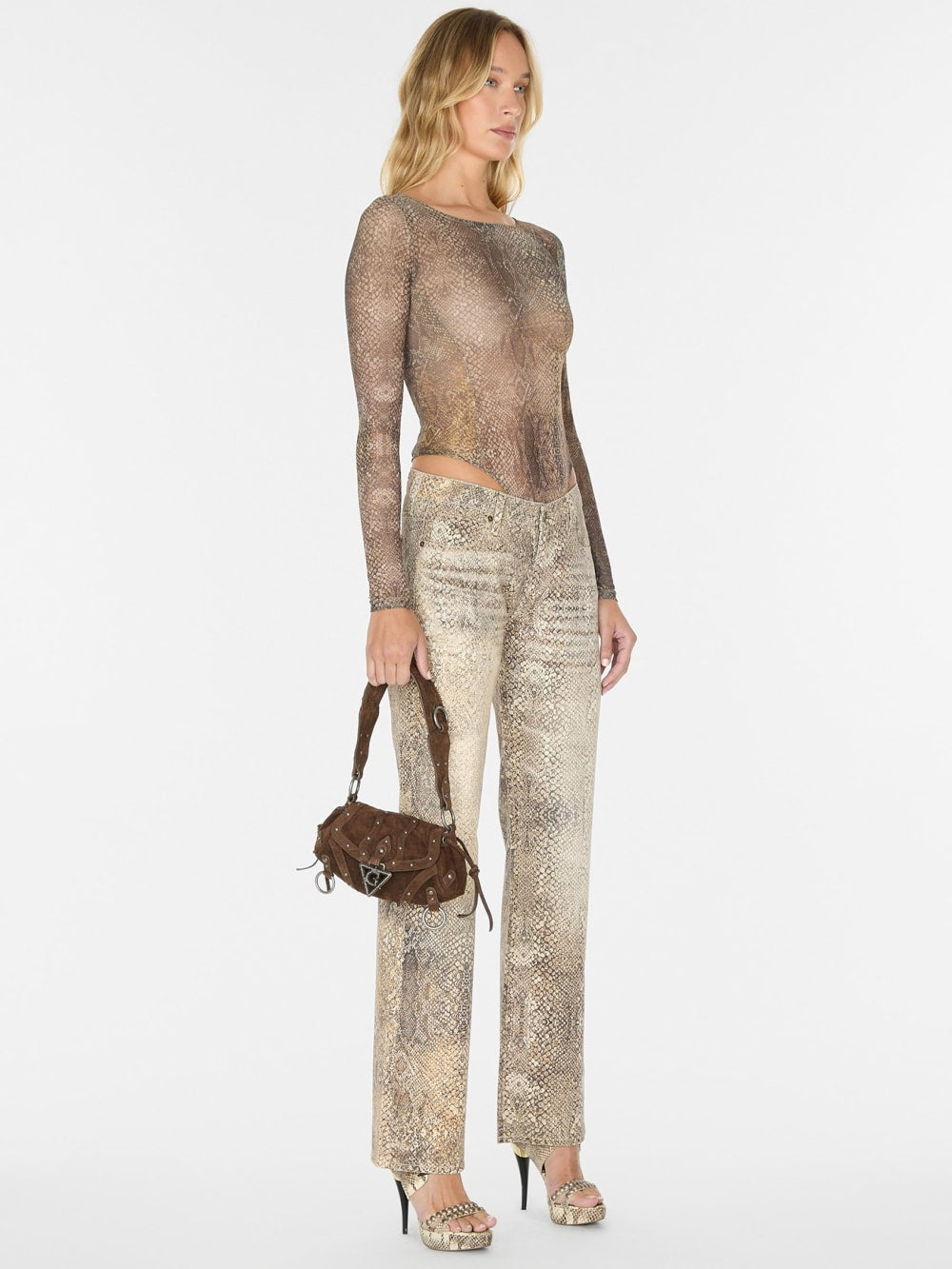 printed mesh bodysuit - Guess