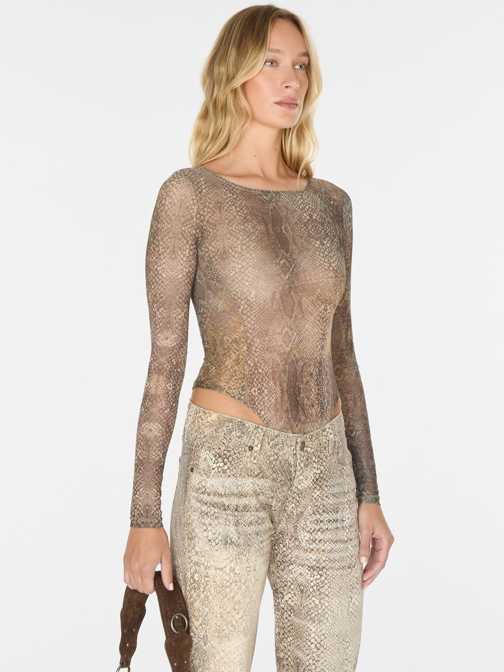 printed mesh bodysuit - Guess