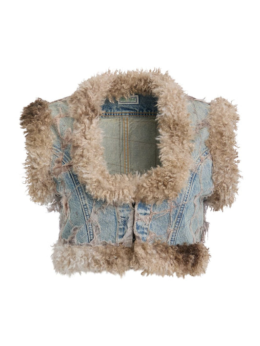 faux-fur denim vest - Guess