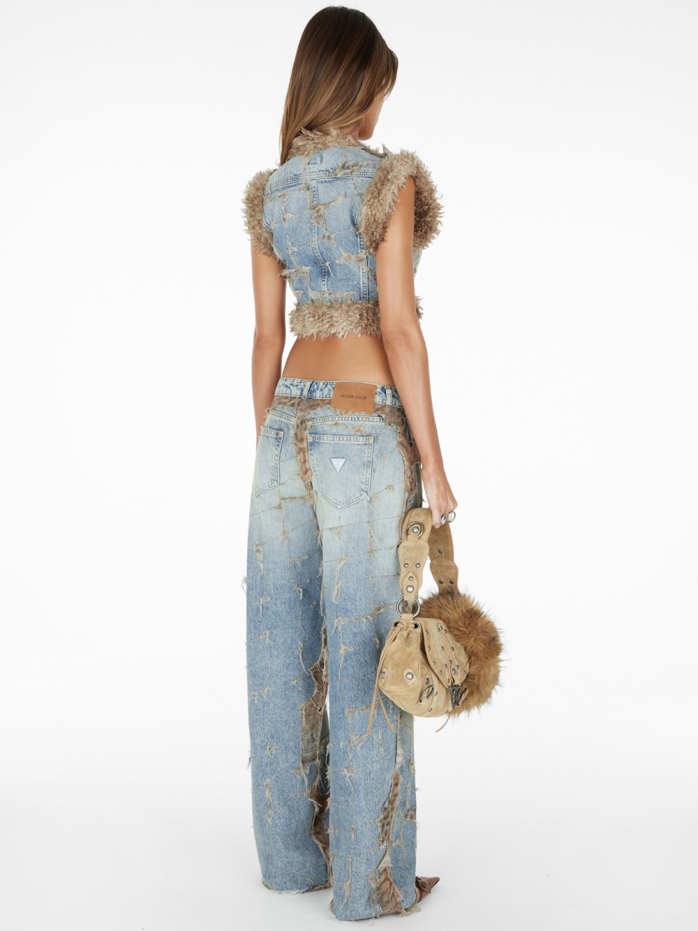 faux-fur denim vest - Guess