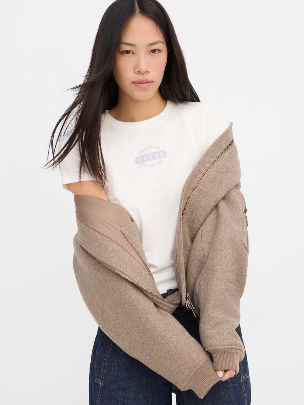 Slim Heathered Stamp Logo Tee - Guess