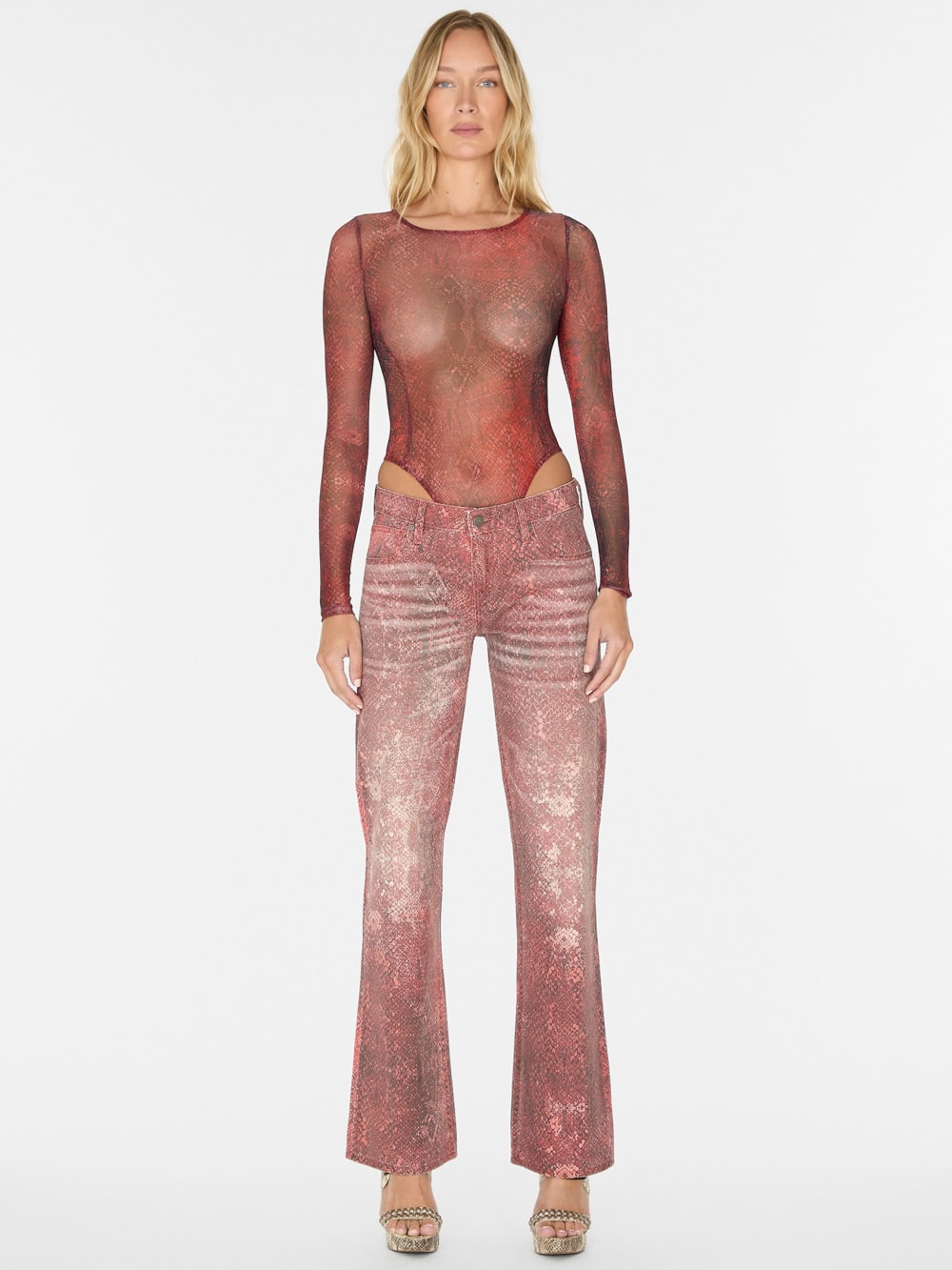 printed mesh bodysuit - Guess