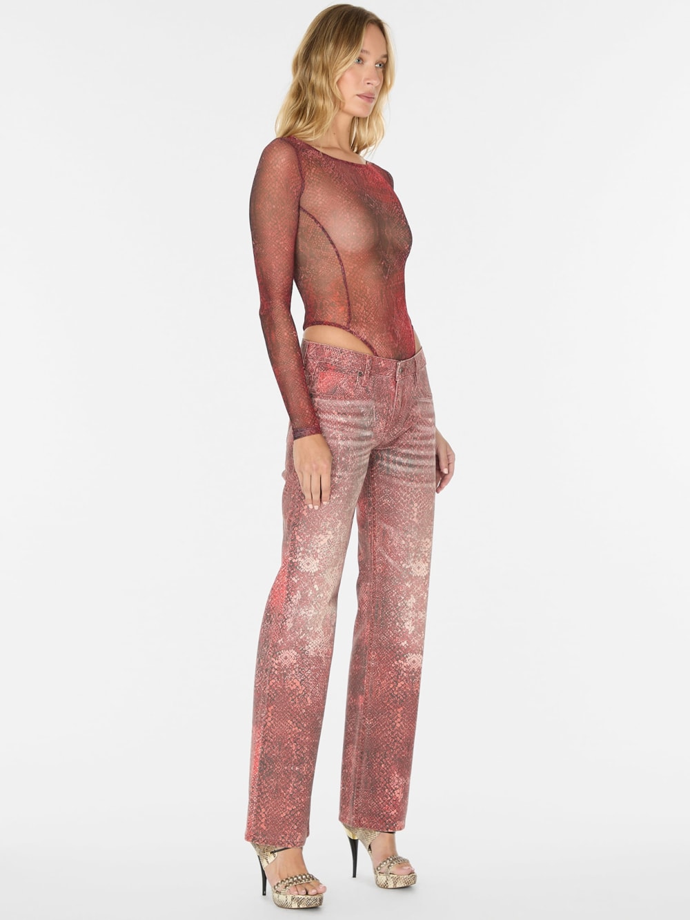 printed mesh bodysuit - Guess