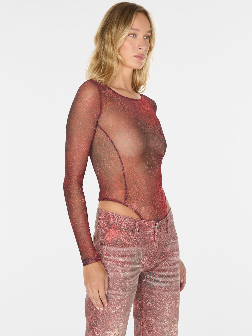 printed mesh bodysuit - Guess
