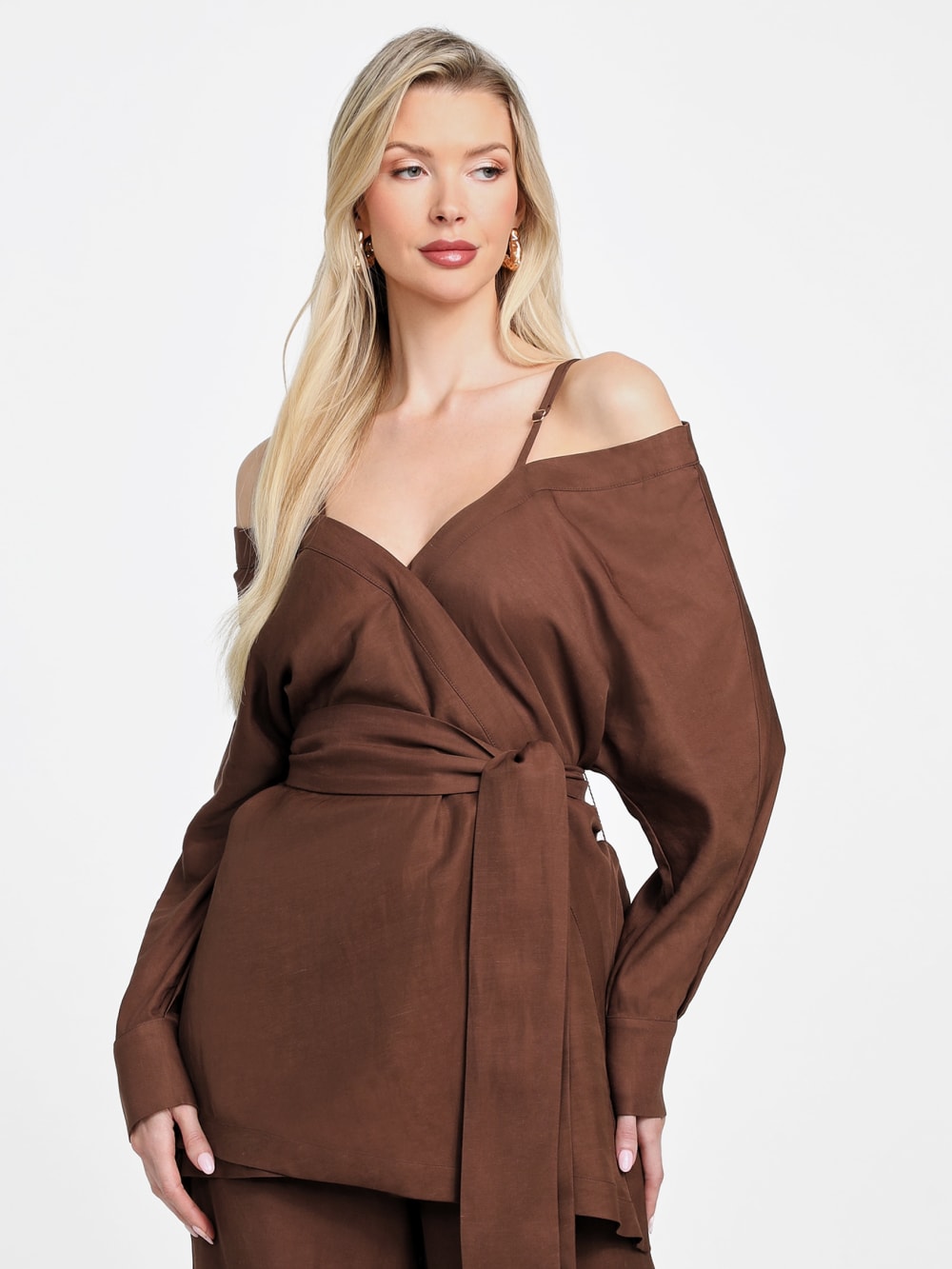 Eco Greta Linen-Blend Wrap Tunic - Guess