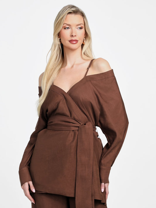 Eco Greta Linen-Blend Wrap Tunic - Guess