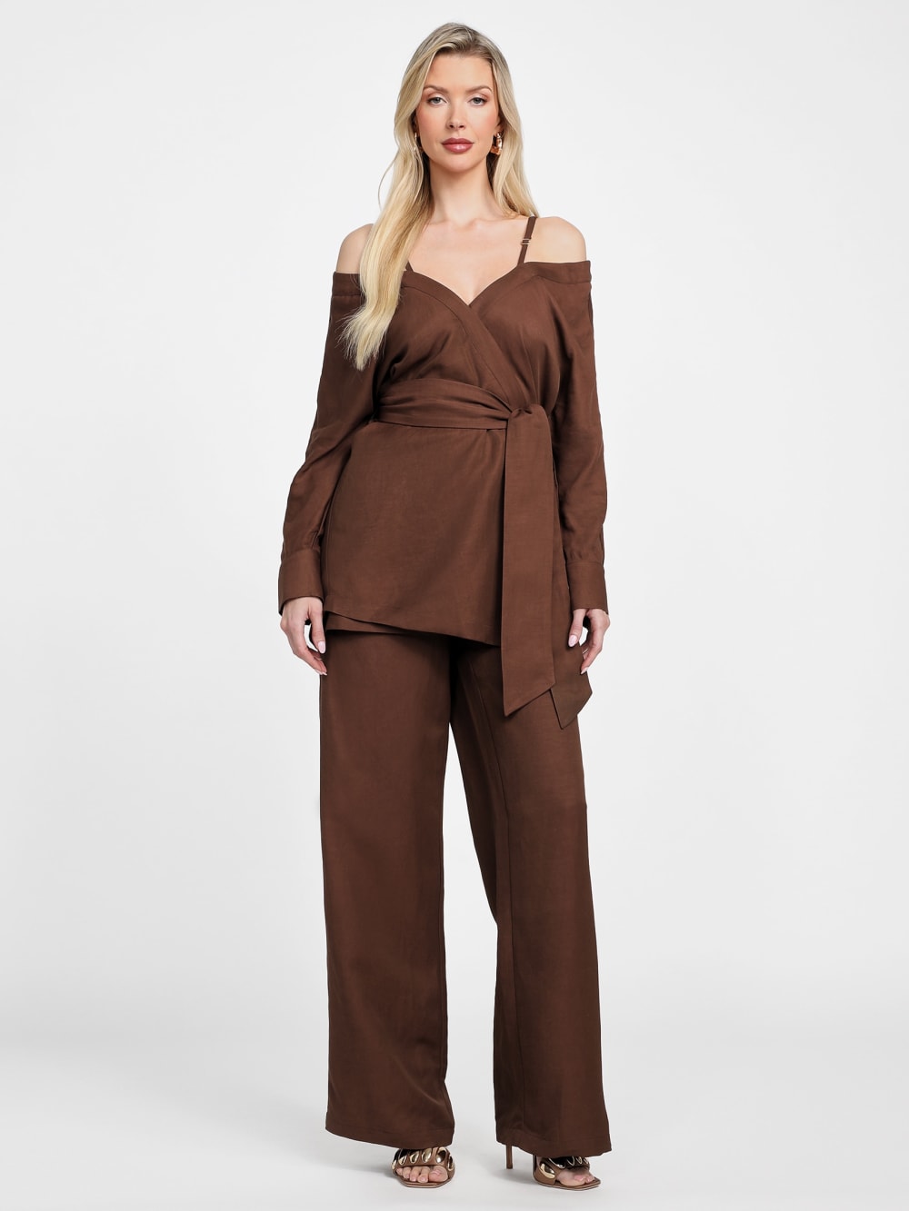 Eco Greta Linen-Blend Wrap Tunic - Guess