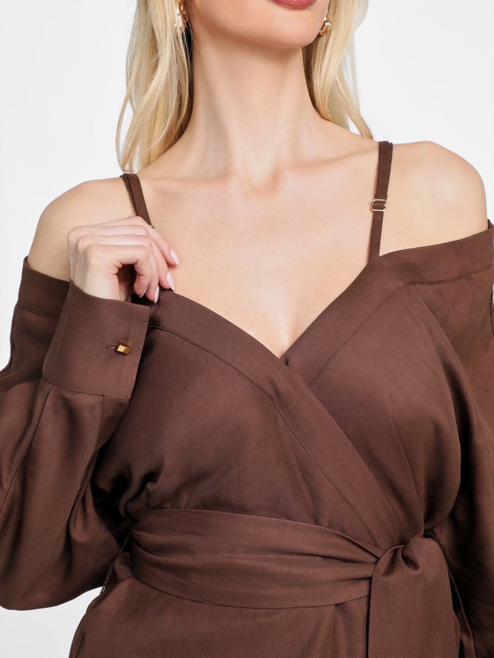 Eco Greta Linen-Blend Wrap Tunic - Guess