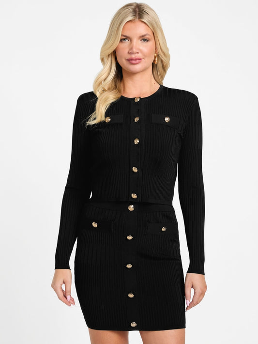 Janet Ribbed Sweater Cardigan - Guess