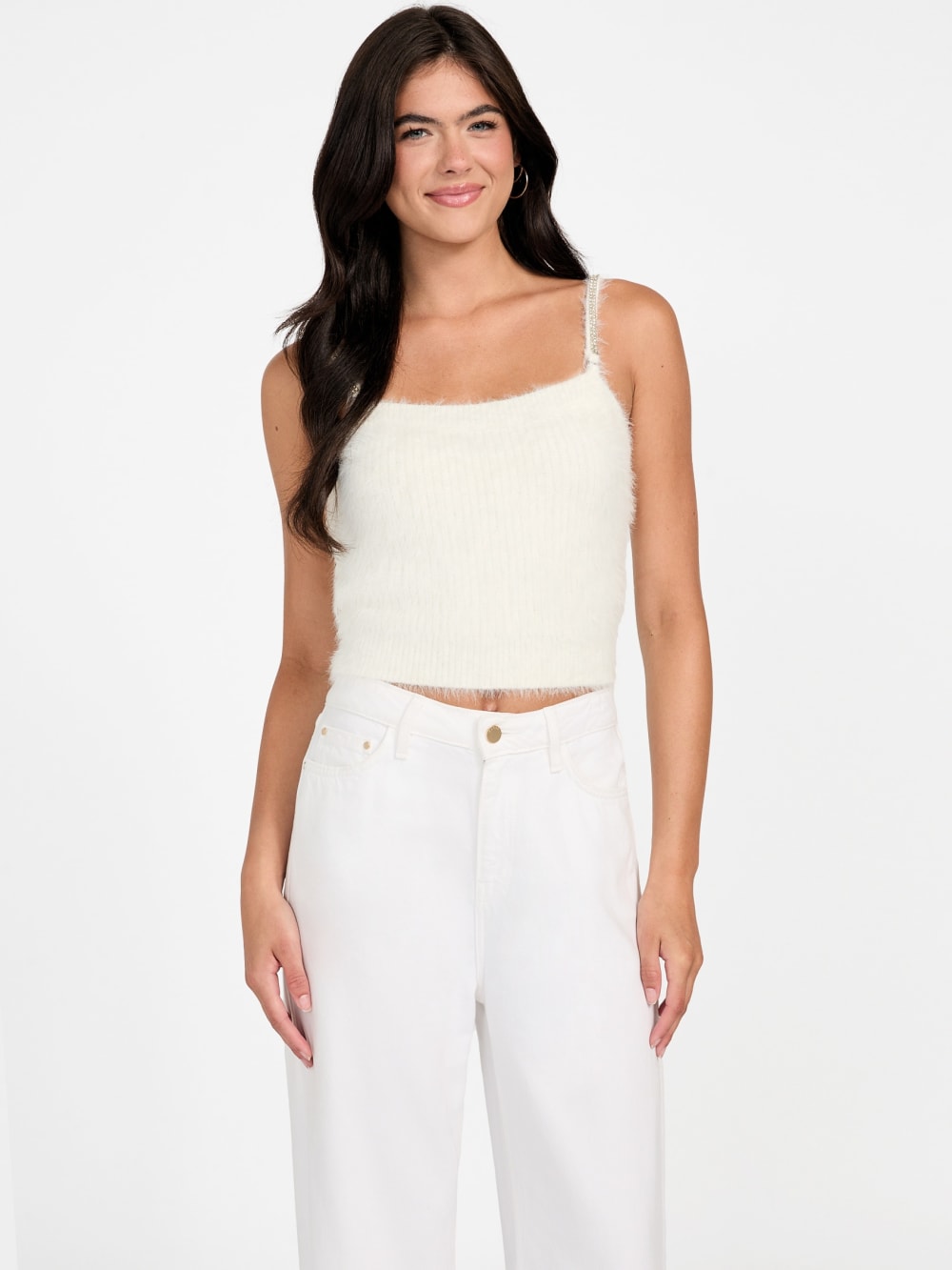 Keyla Fuzzy Sweater Crop Cami - Guess